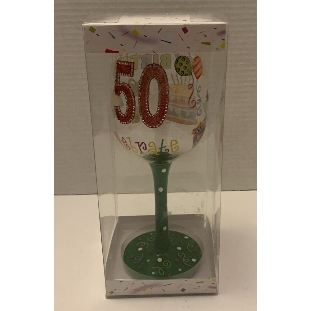 50th Birthday Wine Glass (New In Box ).